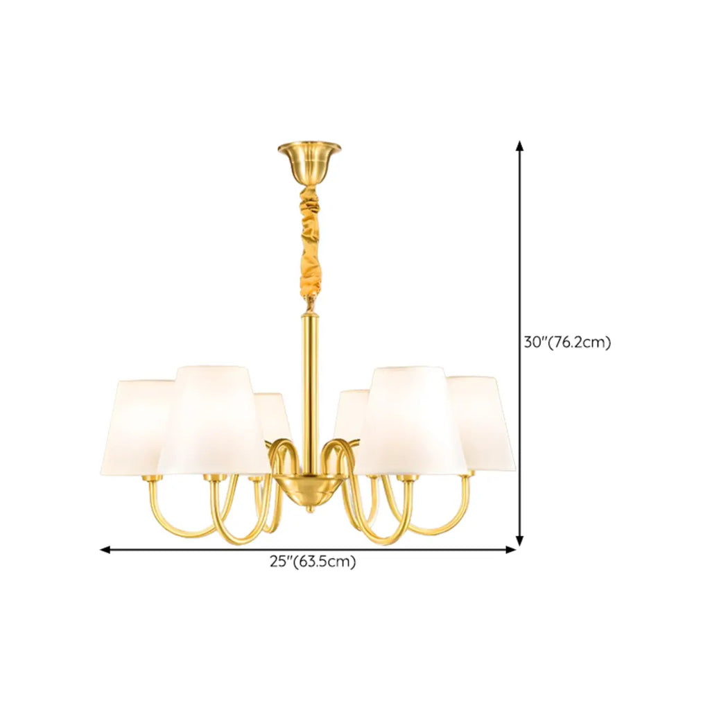 Lustre suspendu moderne en laiton avec abat-jour en tissu