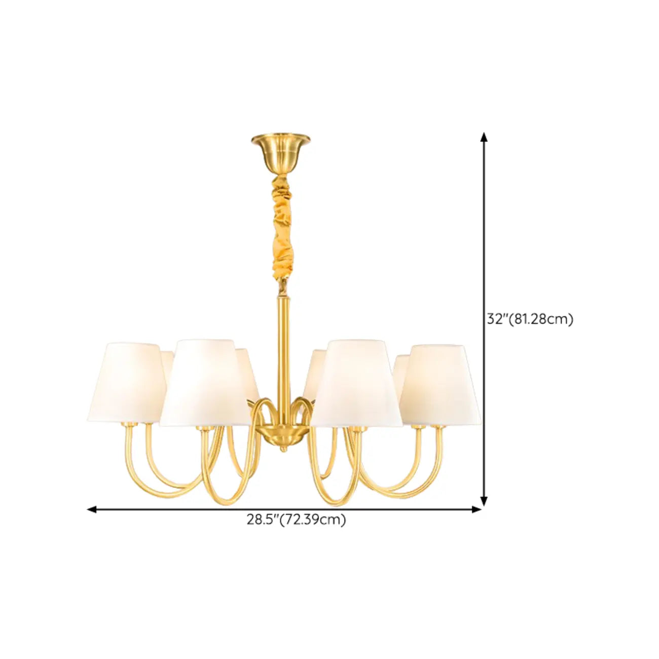 Lustre suspendu moderne en laiton avec abat-jour en tissu