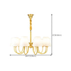 Lustre suspendu moderne en laiton avec abat-jour en tissu