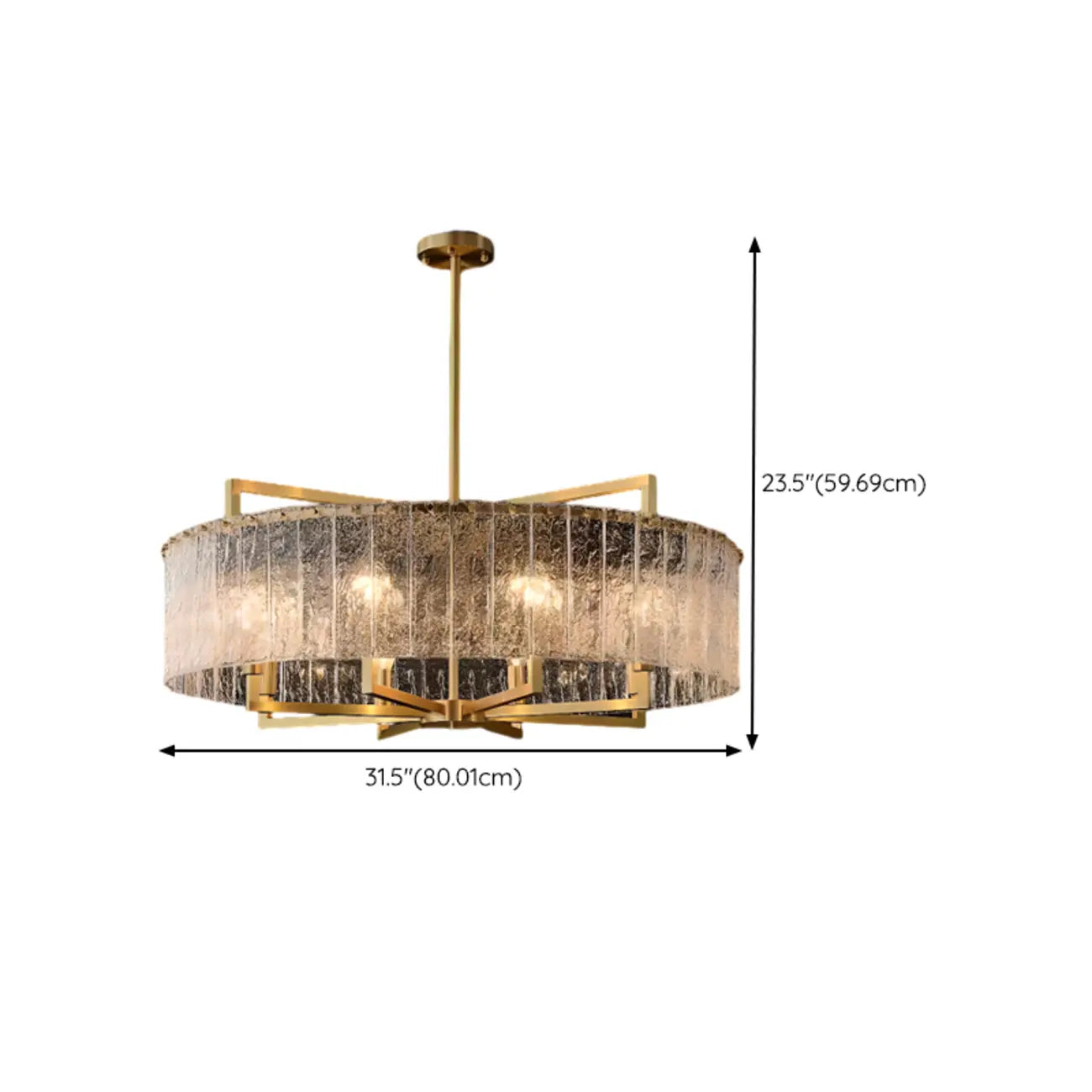 Lustre rond moderne en cristal avec cadre doré pour la décoration
