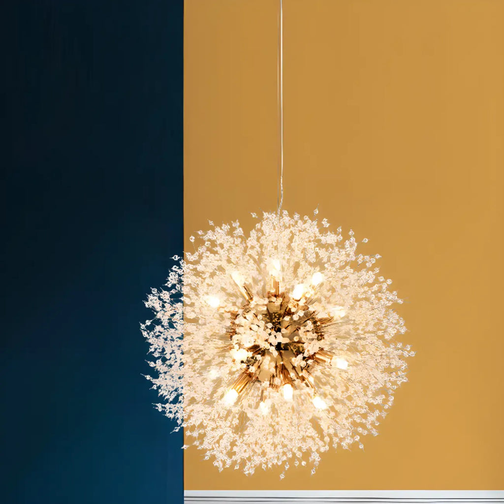 Lustre moderne en cristal avec motif en étoile