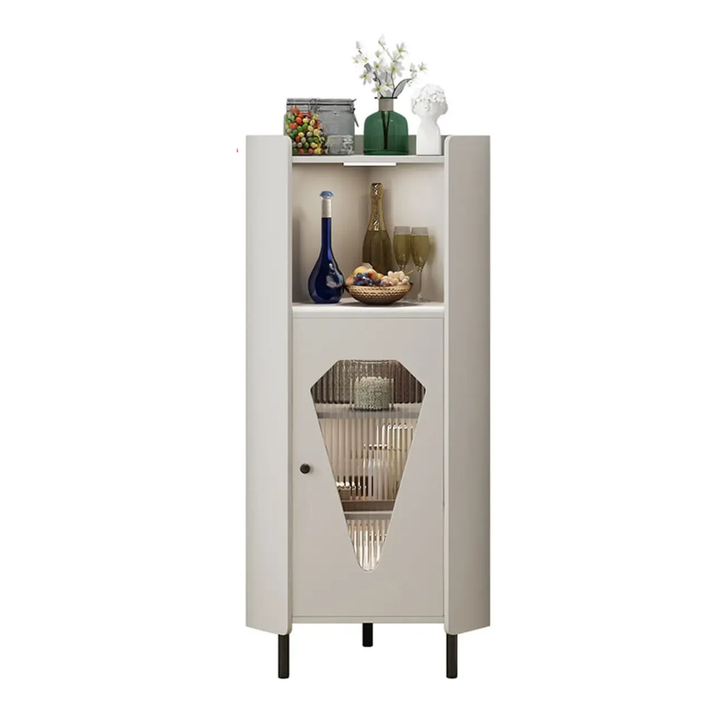 Meuble d'angle en bois autoportant avec pied en métal et éclairage