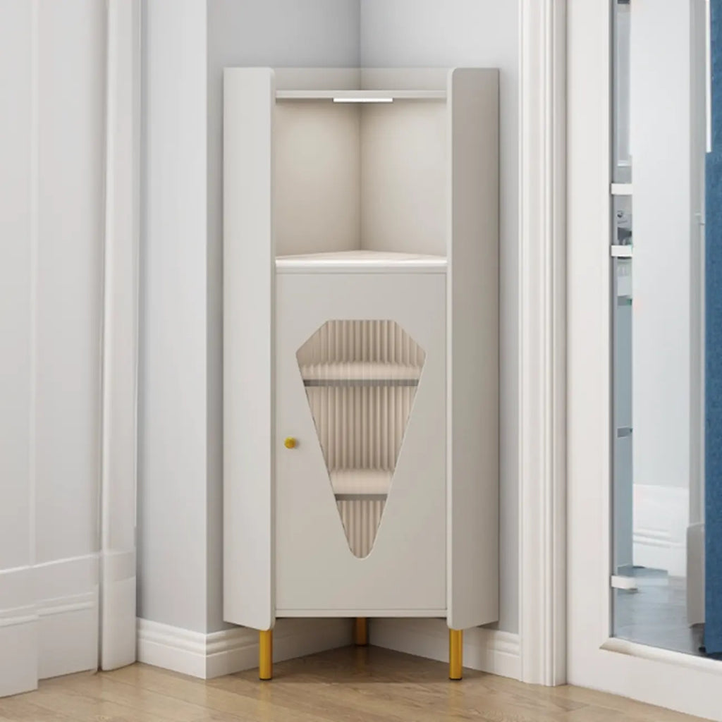 Meuble d'angle en bois autoportant avec pied en métal et éclairage