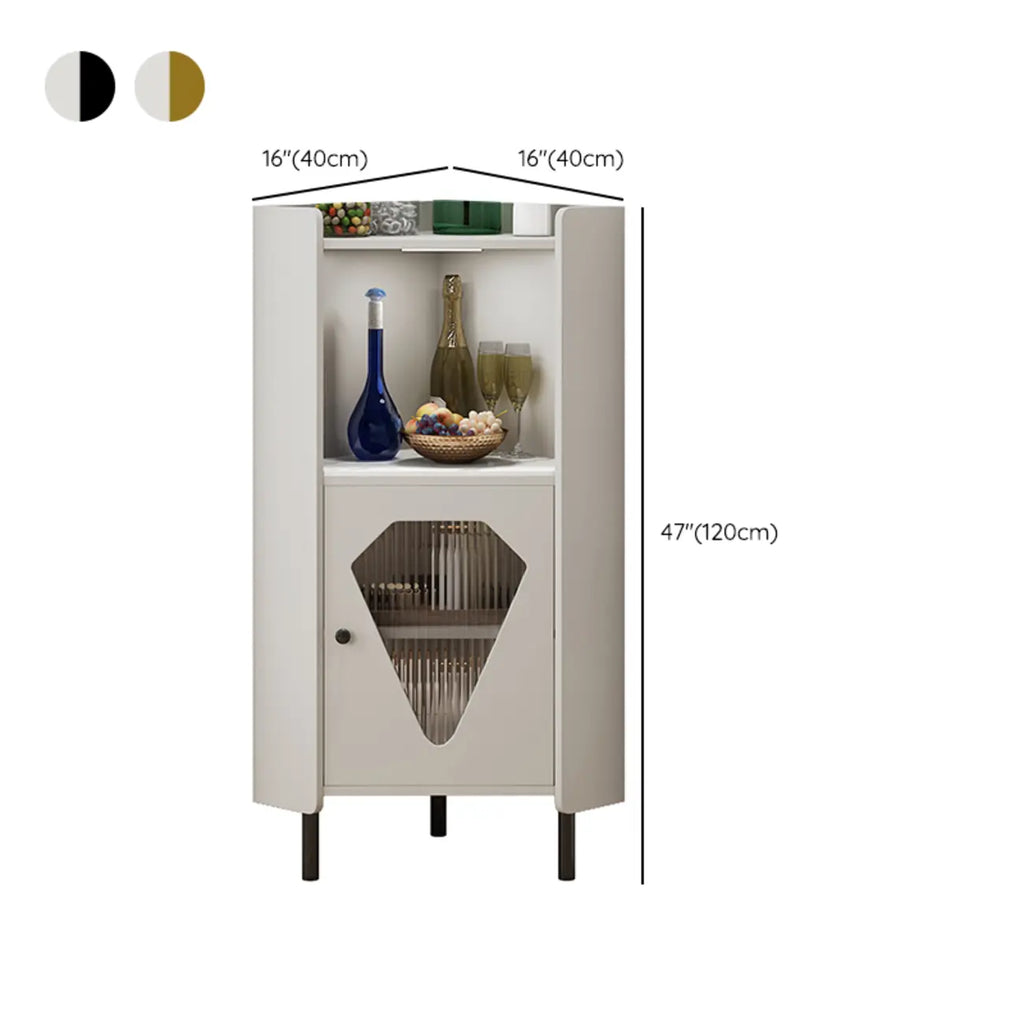 Meuble d'angle en bois autoportant avec pied en métal et éclairage