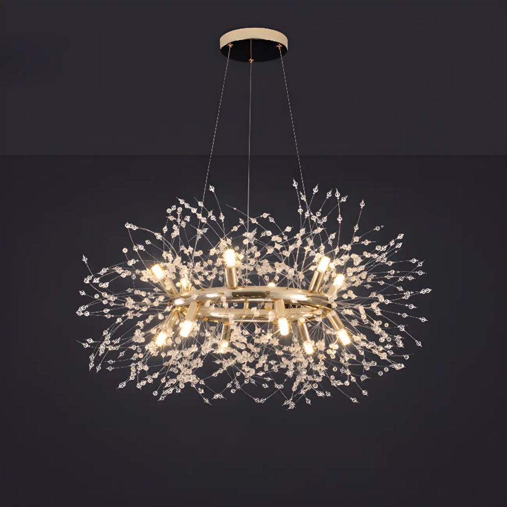 Lustre rond moderne en cristal avec motif en étoile
