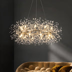 Lustre rond moderne en cristal avec motif en étoile