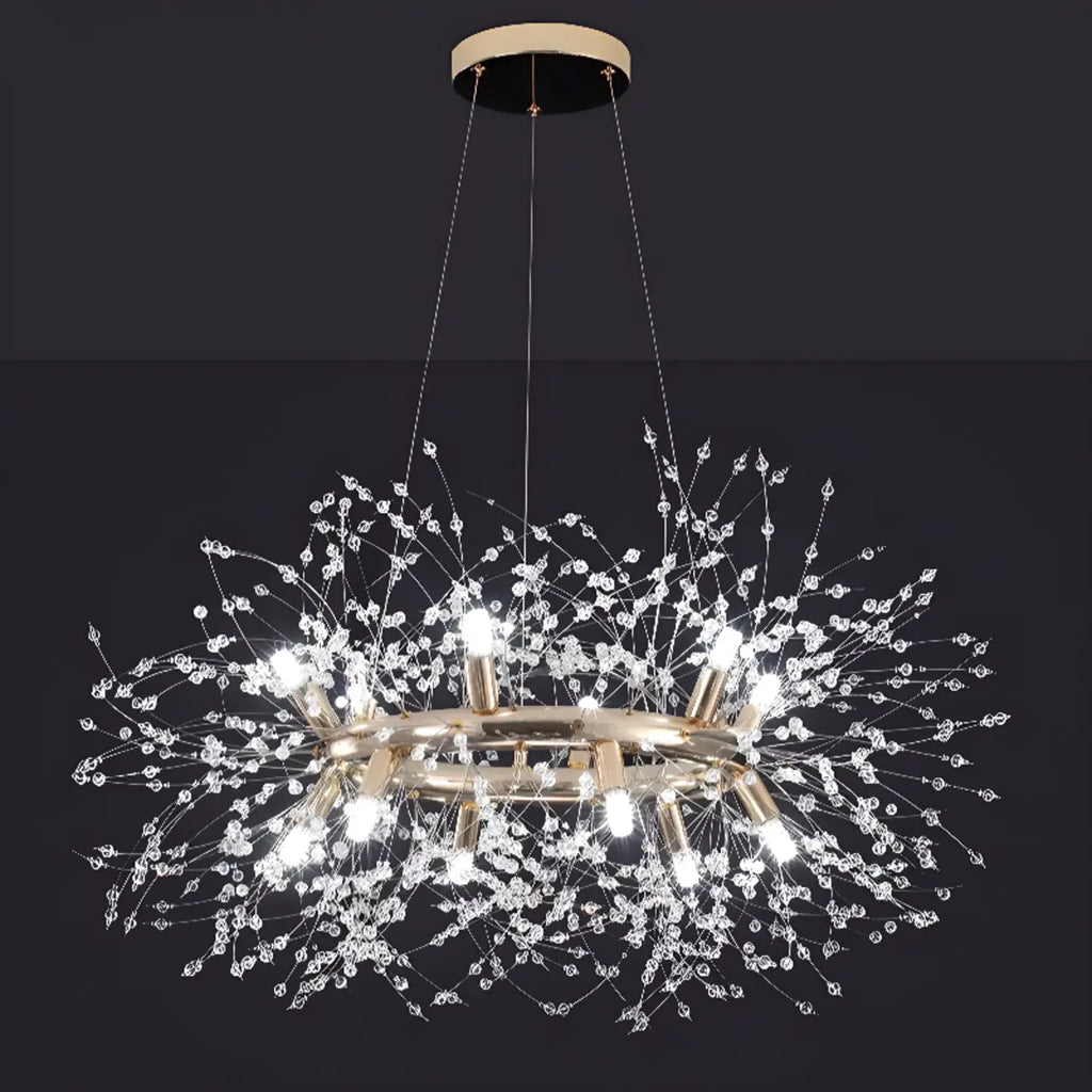 Lustre rond moderne en cristal avec motif en étoile