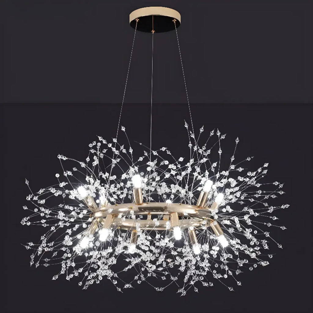 Lustre rond moderne en cristal avec motif en étoile