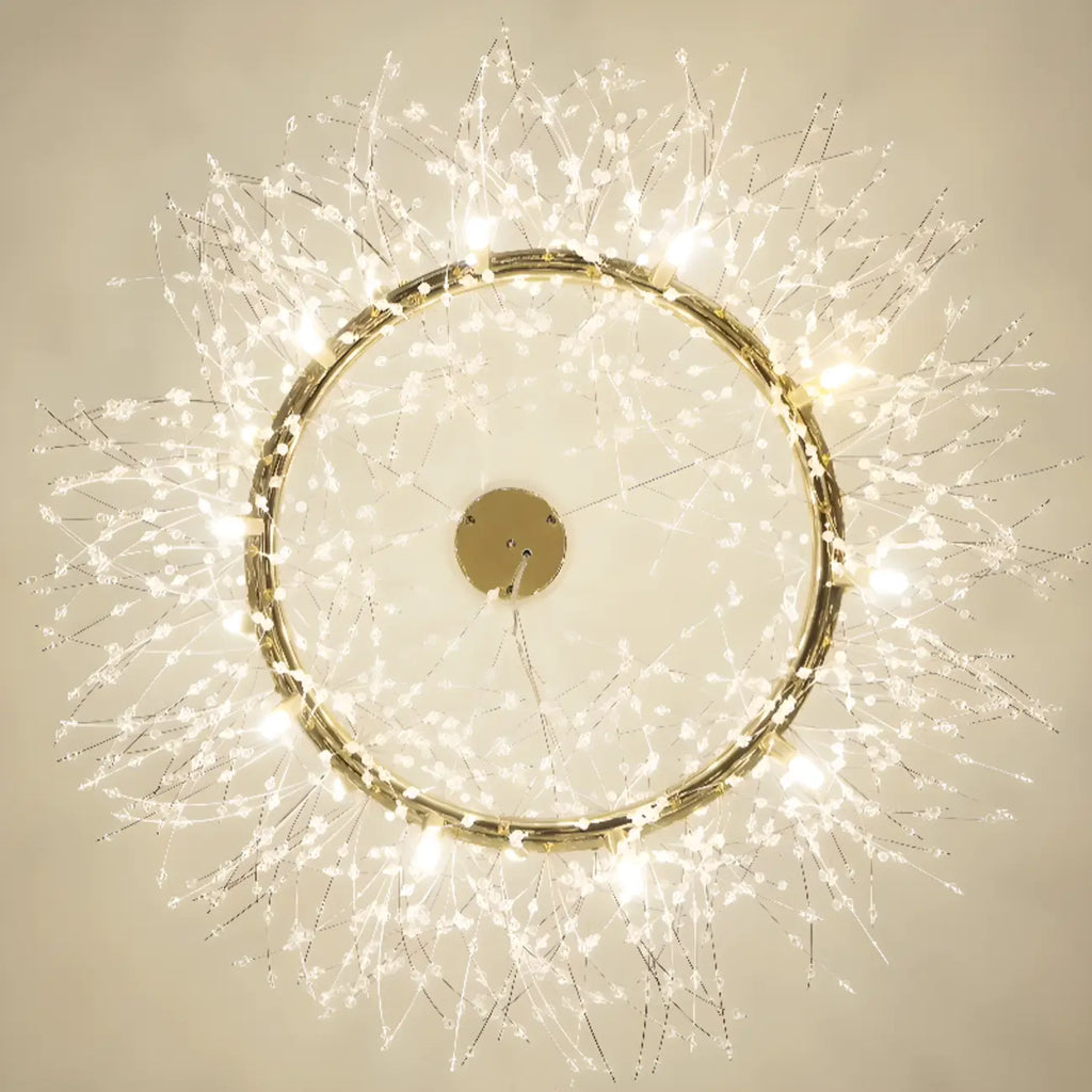 Lustre rond moderne en cristal avec motif en étoile