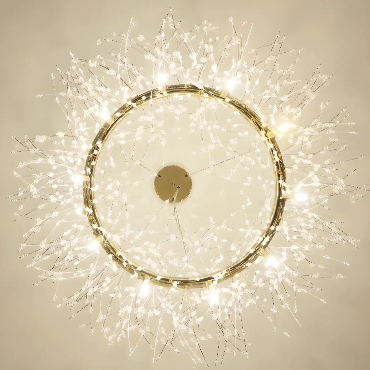 Lustre rond moderne en cristal avec motif en étoile