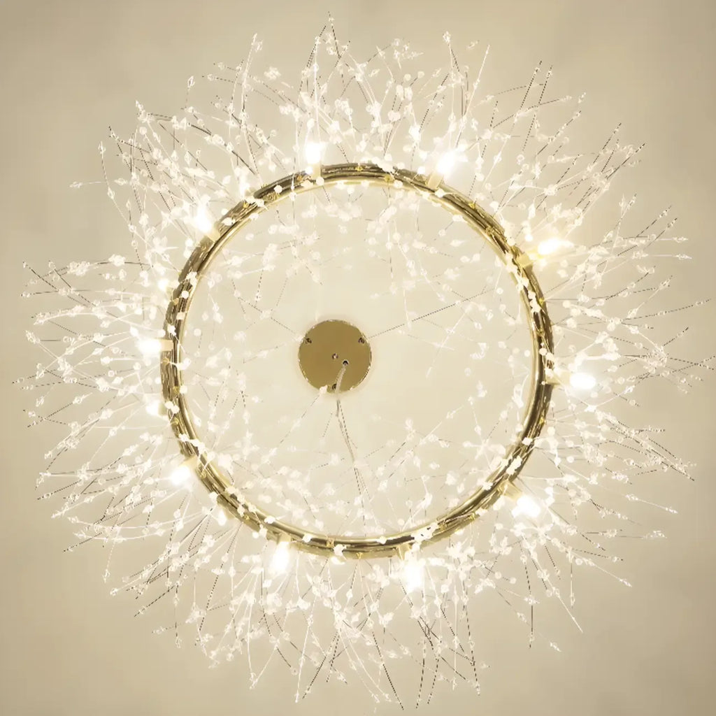 Lustre rond moderne en cristal avec motif en étoile