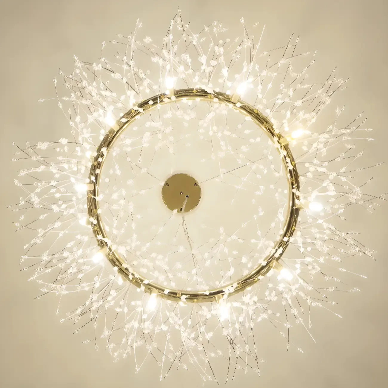 Lustre rond moderne en cristal avec motif en étoile