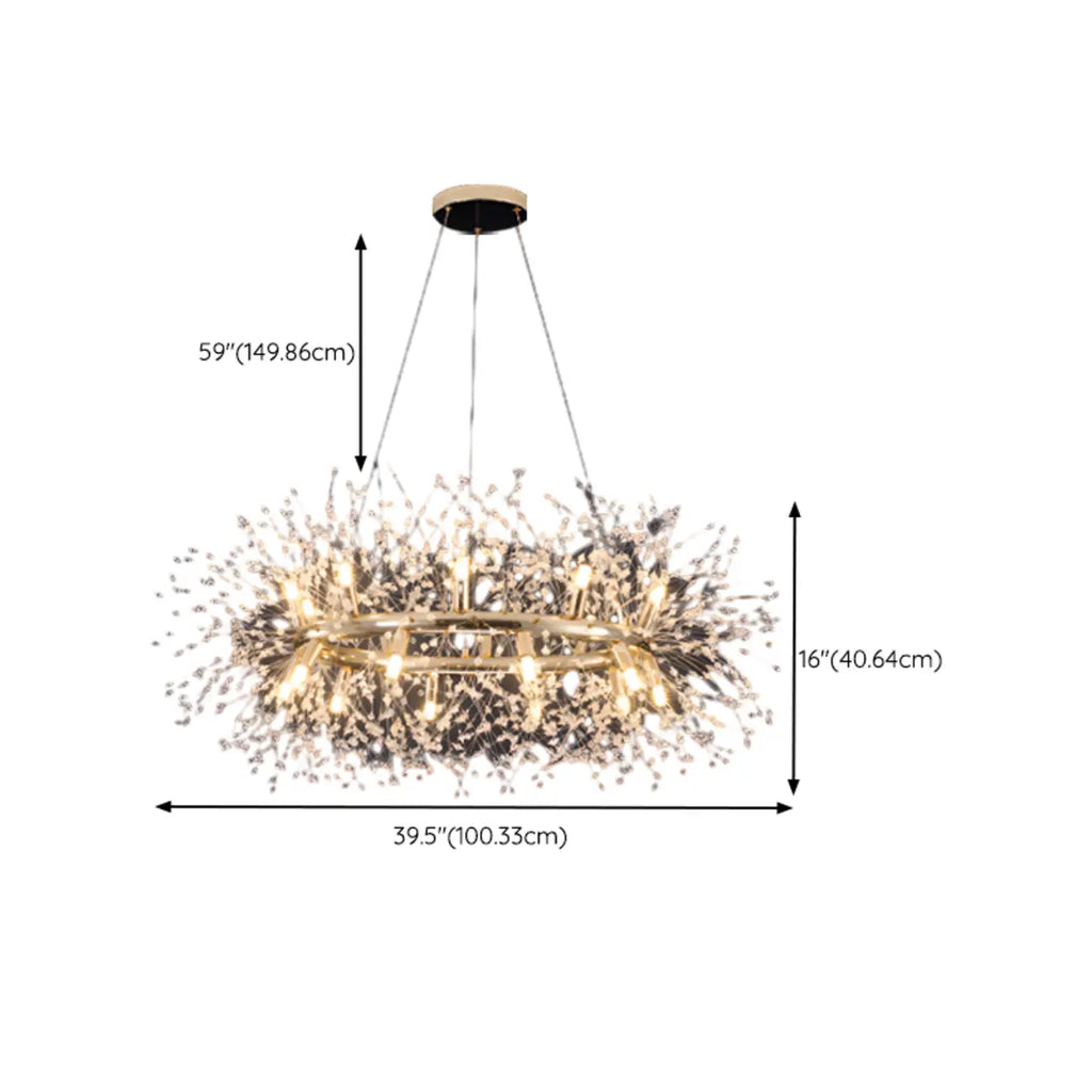 Lustre rond moderne en cristal avec motif en étoile
