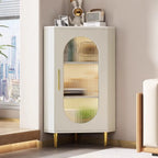 Meuble d'angle intérieur autoportant avec porte vitrée et éclairage