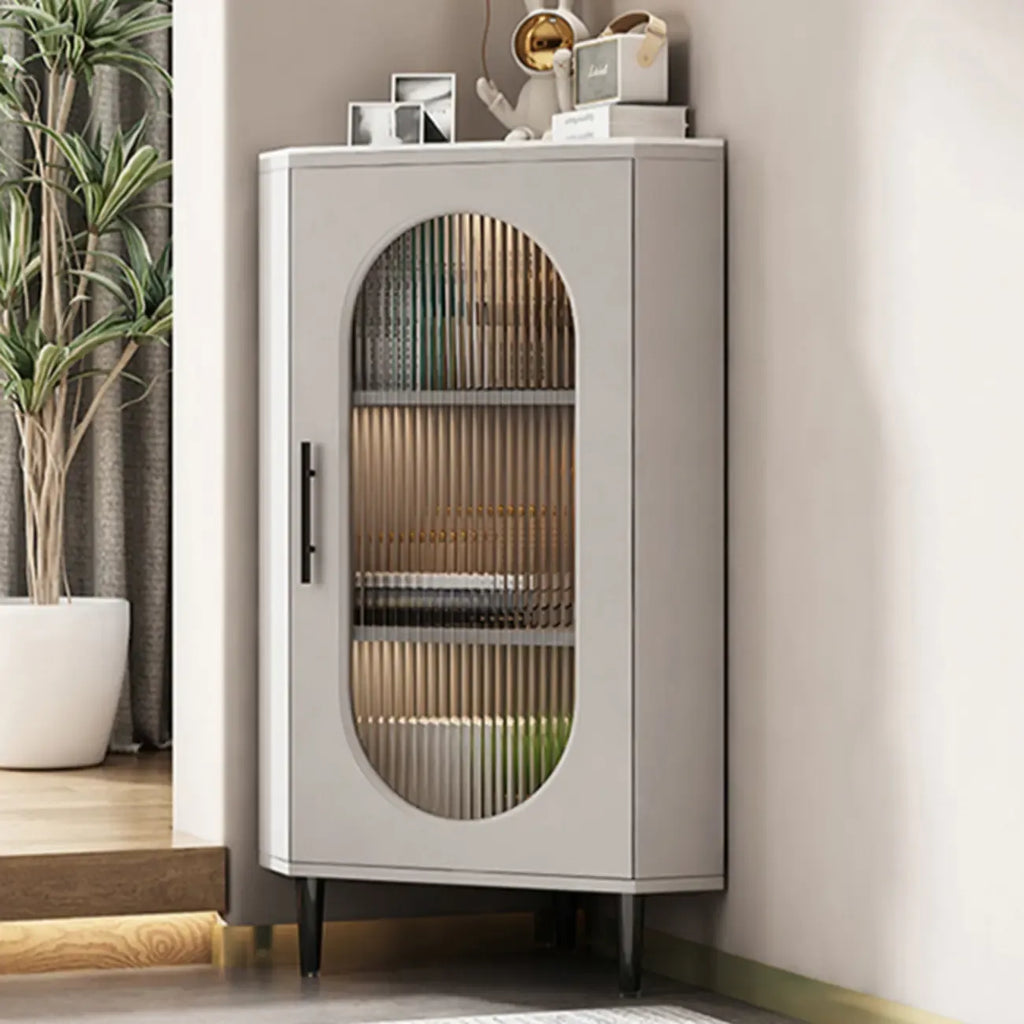 Meuble d'angle intérieur autoportant avec porte vitrée et éclairage