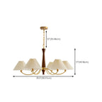 Lustre vintage en bois avec abat-jour plissé beige