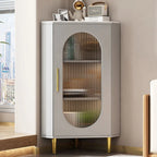 Meuble d'angle intérieur autoportant avec porte vitrée et éclairage