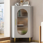 Meuble d'angle intérieur autoportant avec porte vitrée et éclairage
