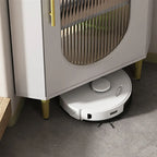 Meuble d'angle intérieur autoportant avec porte vitrée et éclairage