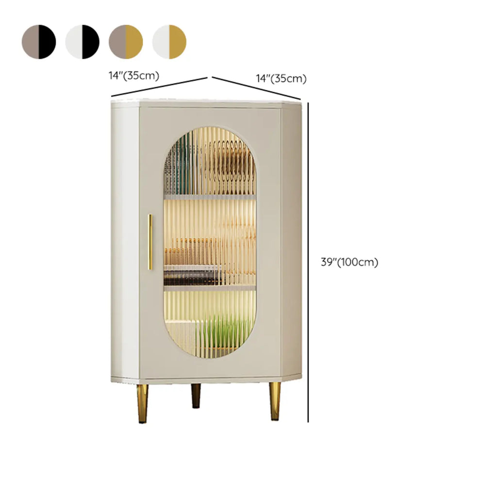 Meuble d'angle intérieur autoportant avec porte vitrée et éclairage