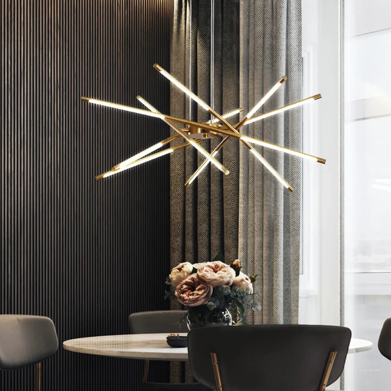 Lustre linéaire moderne à LED avec hauteur réglable