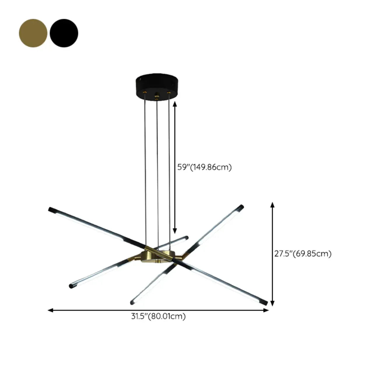 Lustre linéaire moderne à LED avec hauteur réglable