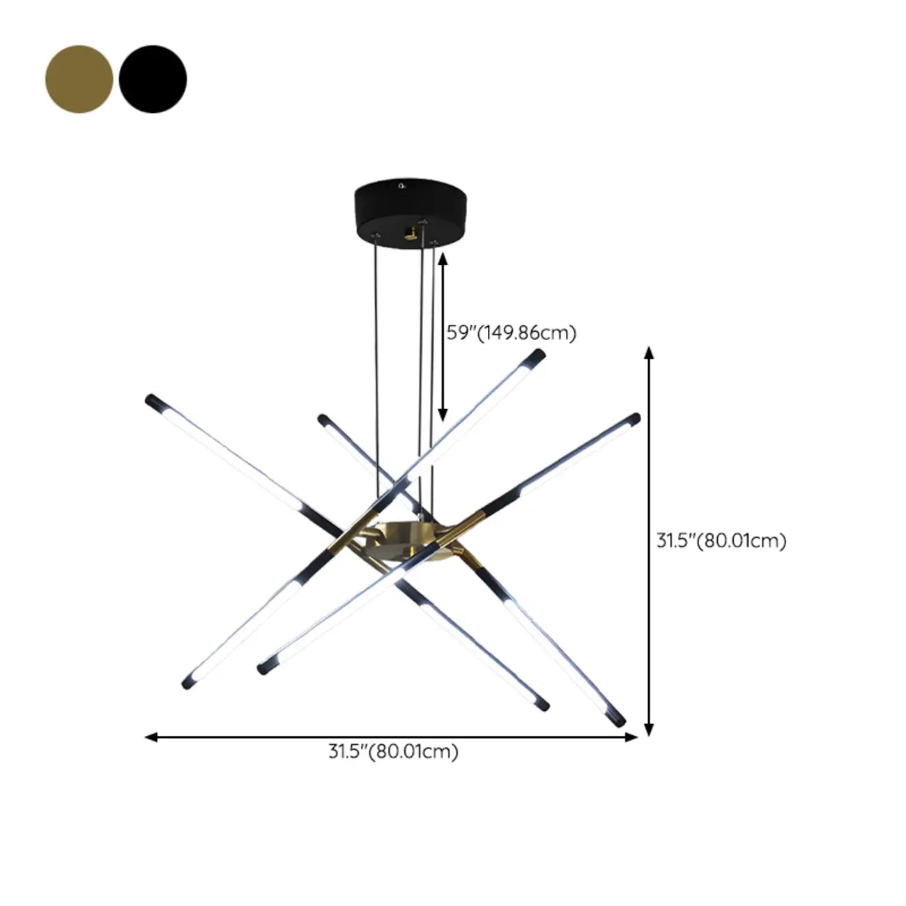 Lustre linéaire moderne à LED avec hauteur réglable