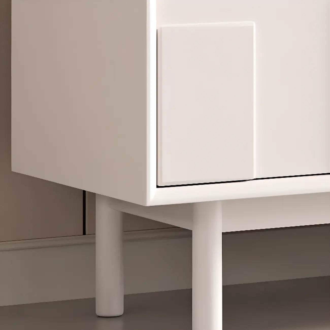 Meuble d'appoint minimaliste en bois blanc avec pieds droits