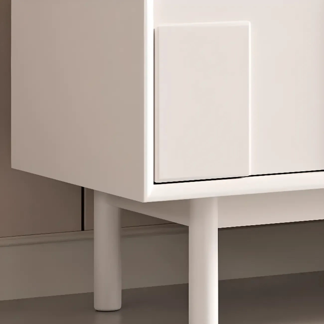Meuble d'appoint minimaliste en bois blanc avec pieds droits