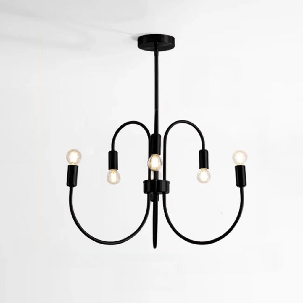 Lampadario industriale nero a 2 livelli per interni moderni