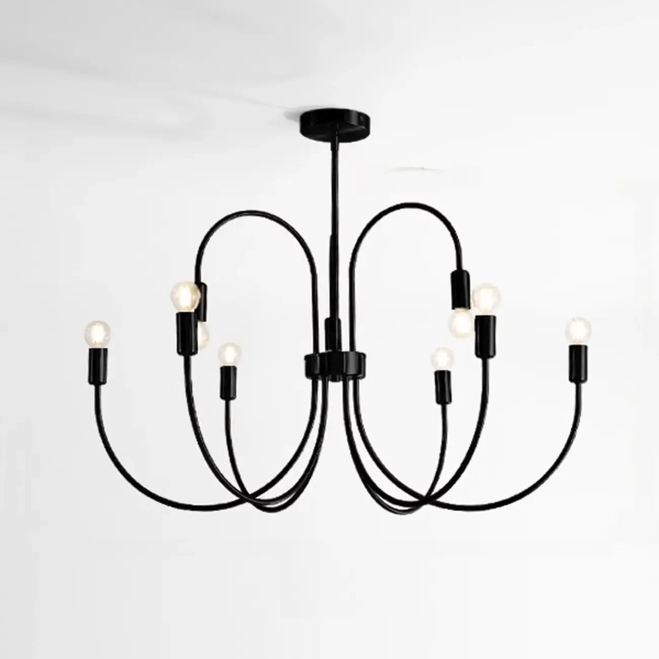 Lampadario industriale nero a 2 livelli per interni moderni
