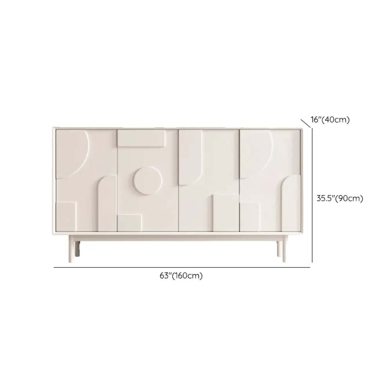 Meuble d'appoint minimaliste en bois blanc avec pieds droits
