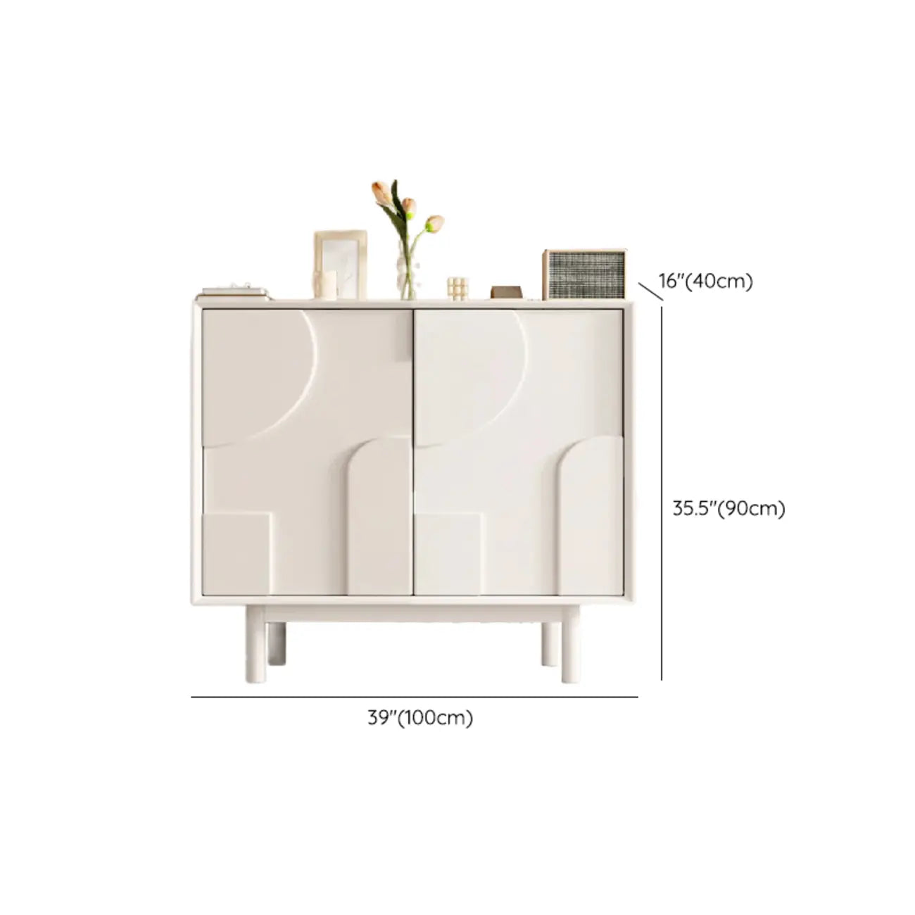 Meuble d'appoint minimaliste en bois blanc avec pieds droits