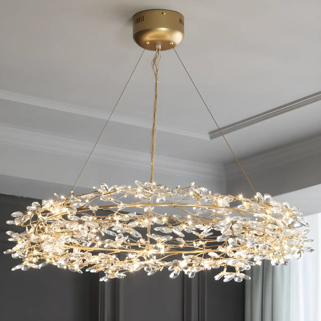 Lustre moderne en cristal à branches, longueur ajustable