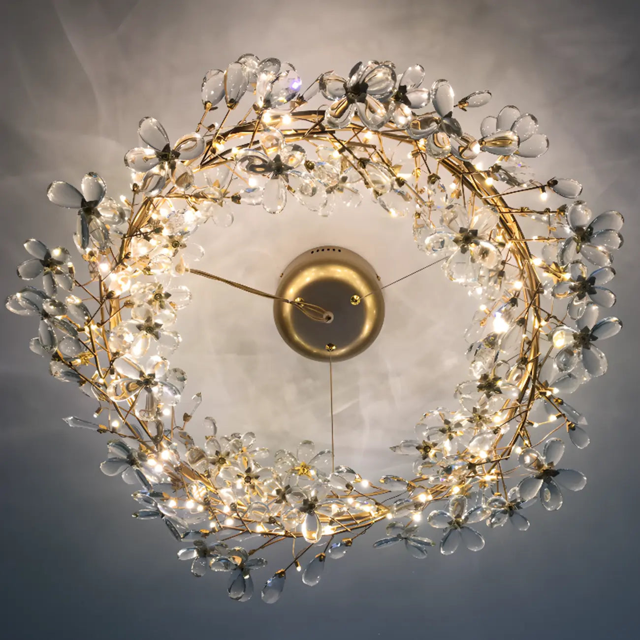 Lustre moderne en cristal à branches, longueur ajustable