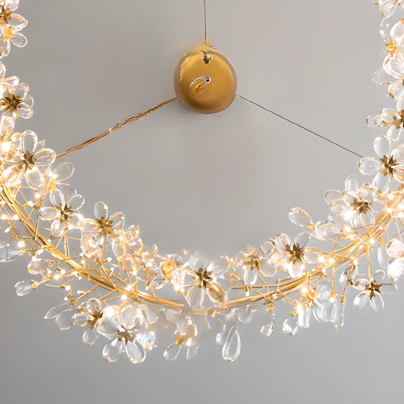 Lustre moderne en cristal à branches, longueur ajustable