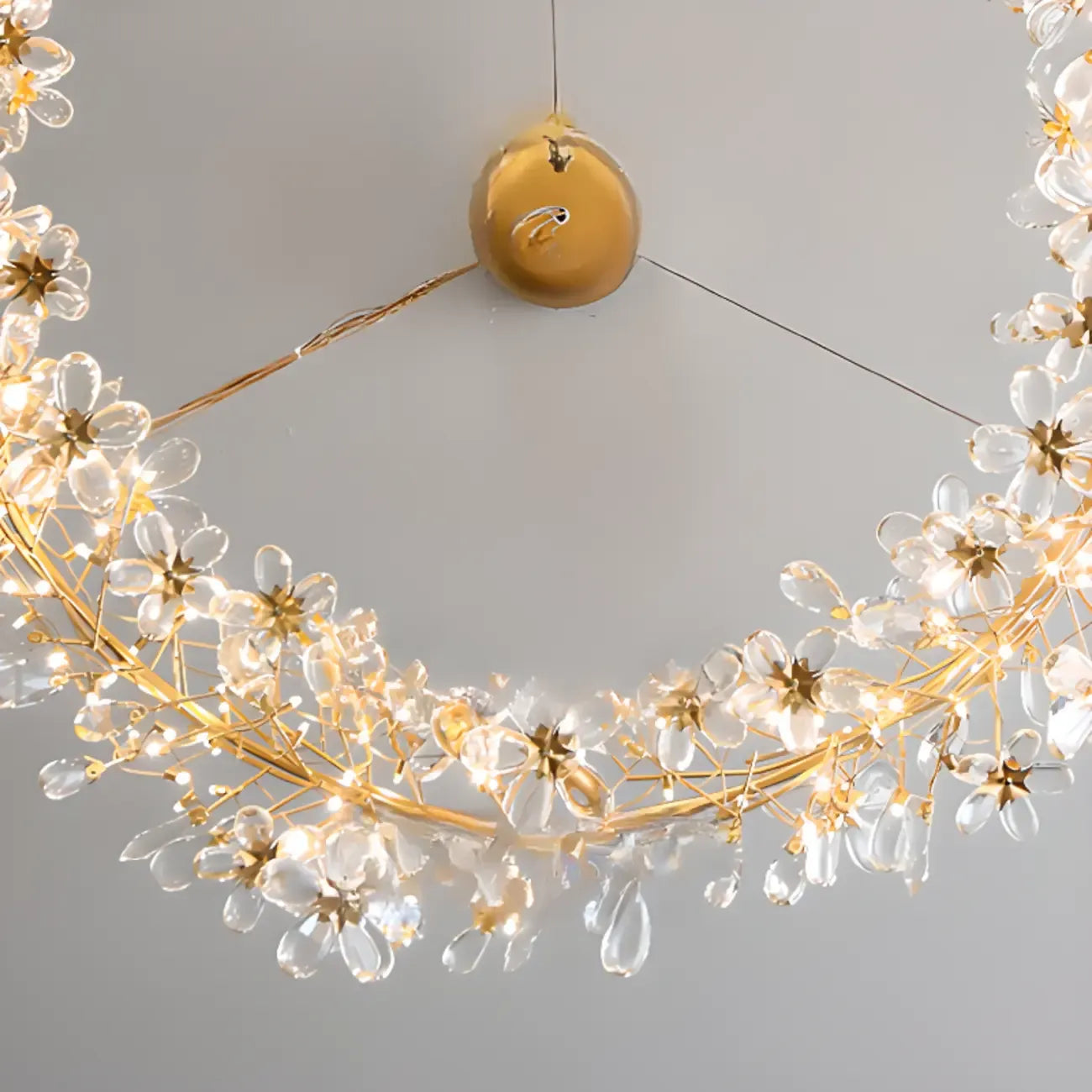 Lustre moderne en cristal à branches, longueur ajustable