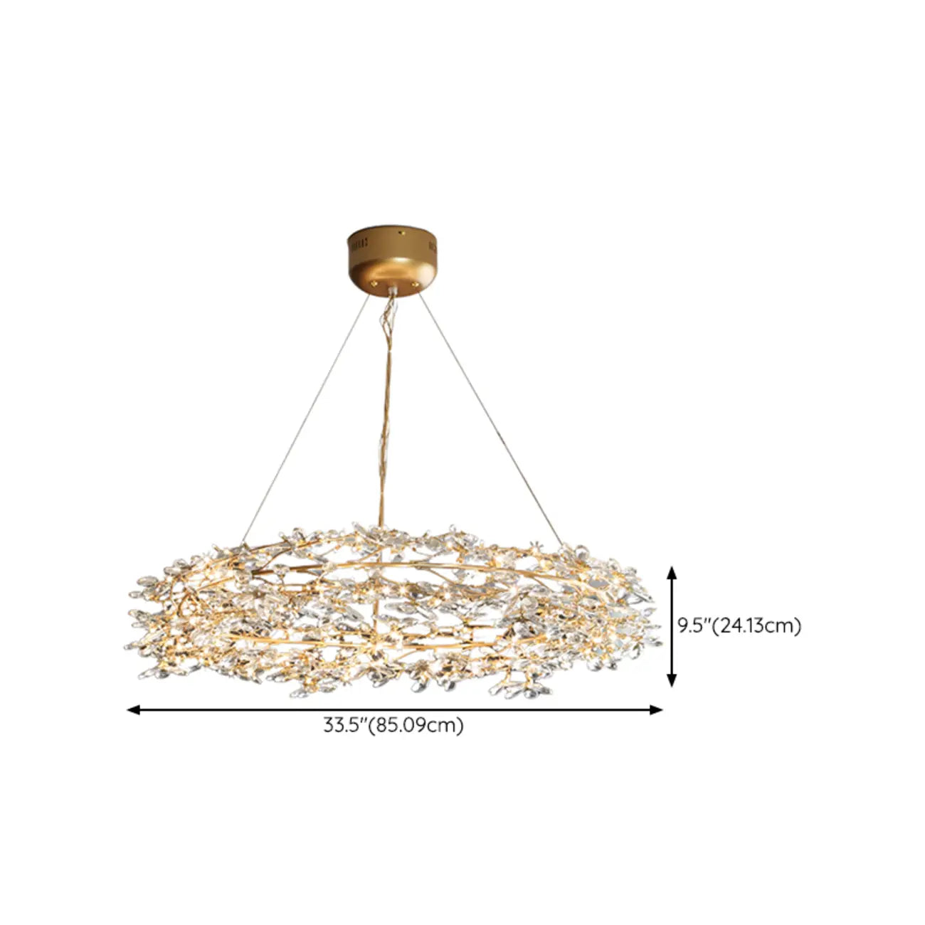 Lustre moderne en cristal à branches, longueur ajustable