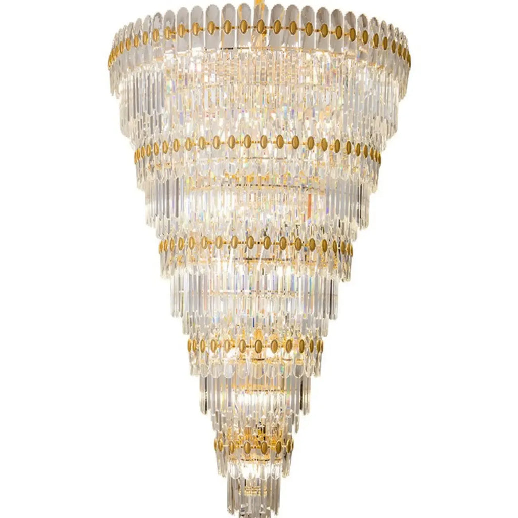 Lampadario di lusso a 5 livelli in cristallo per soffitti alti