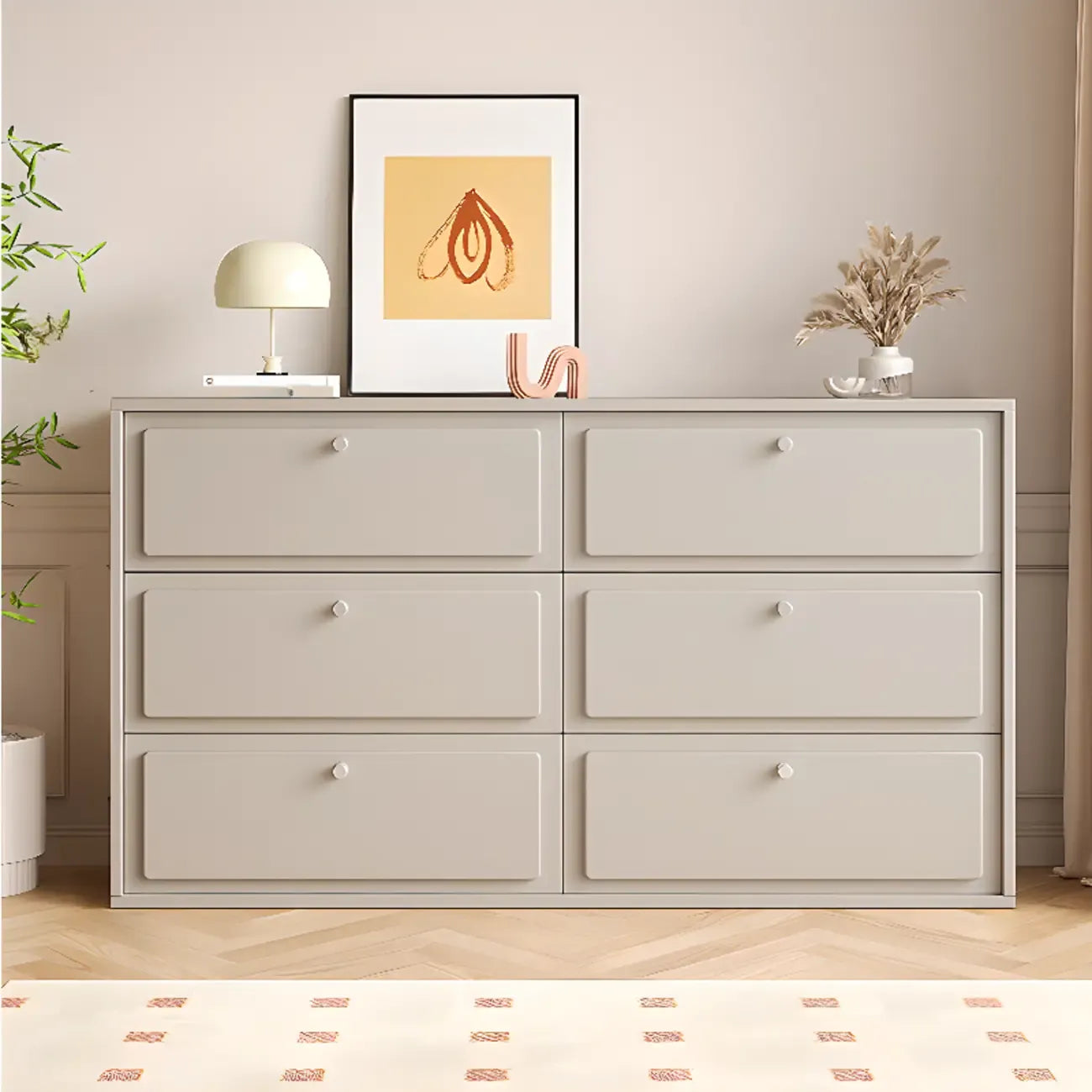 Meuble de rangement en bois gris tourterelle avec tiroirs pour le salon