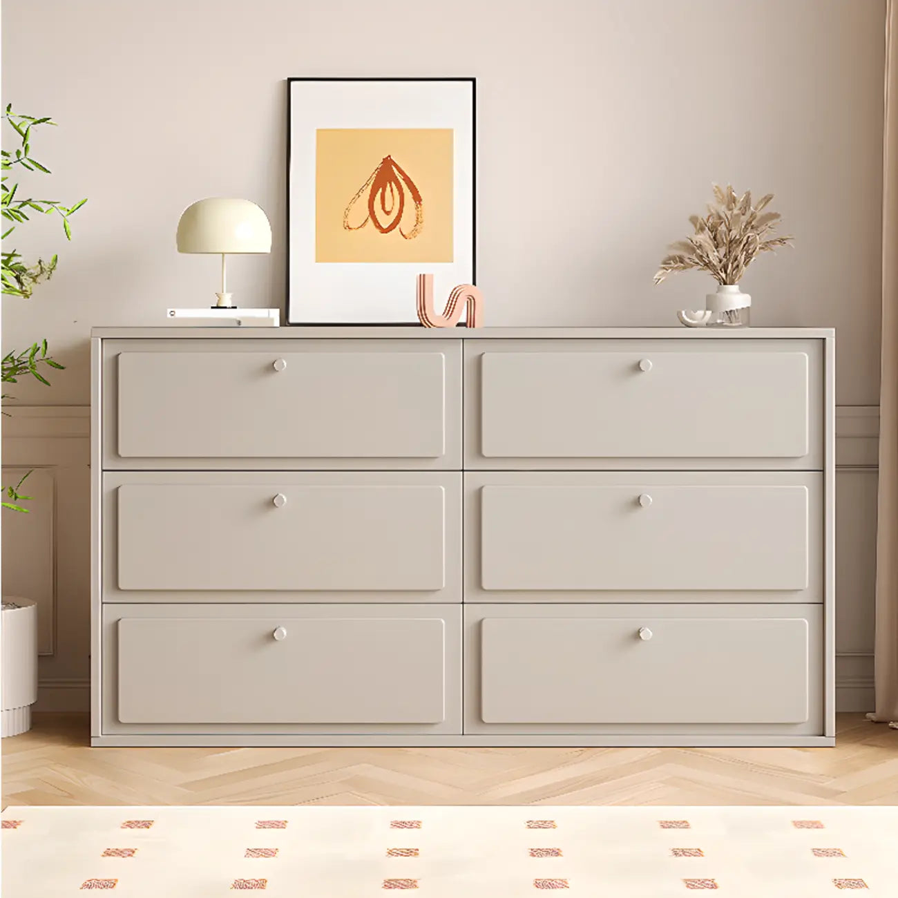 Meuble de rangement en bois gris tourterelle avec tiroirs pour le salon
