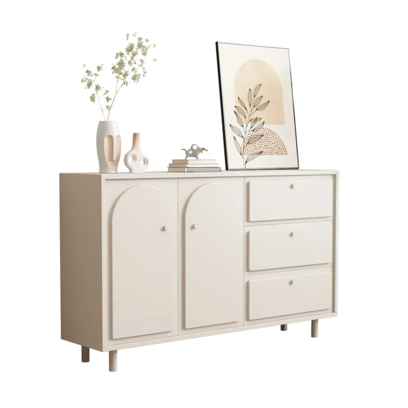 Meuble de rangement en bois gris tourterelle avec tiroirs pour le salon