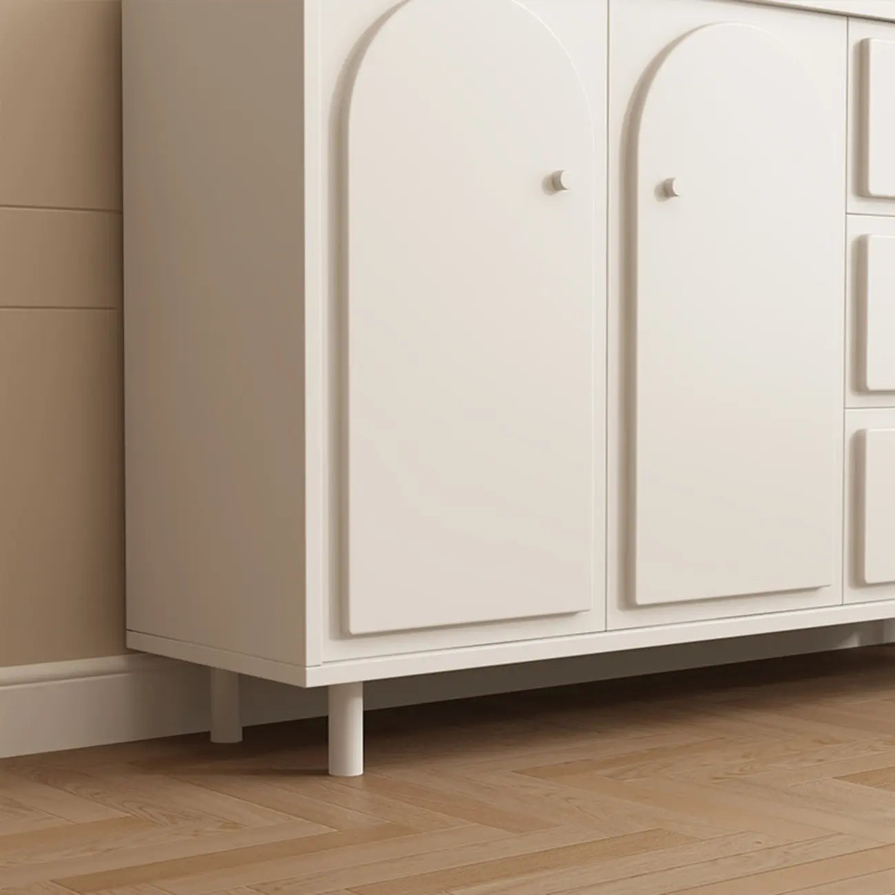 Meuble de rangement en bois gris tourterelle avec tiroirs pour le salon