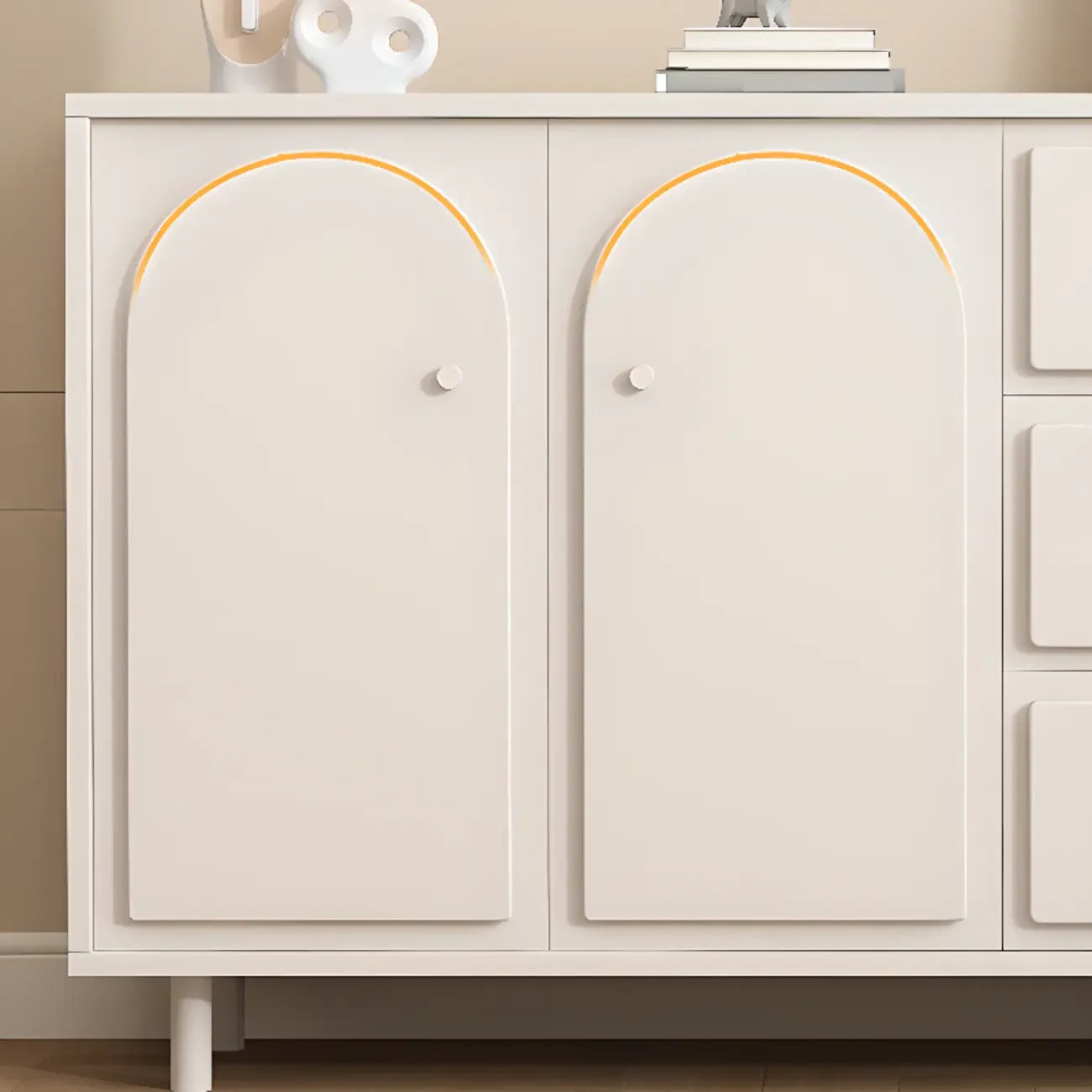 Meuble de rangement en bois gris tourterelle avec tiroirs pour le salon
