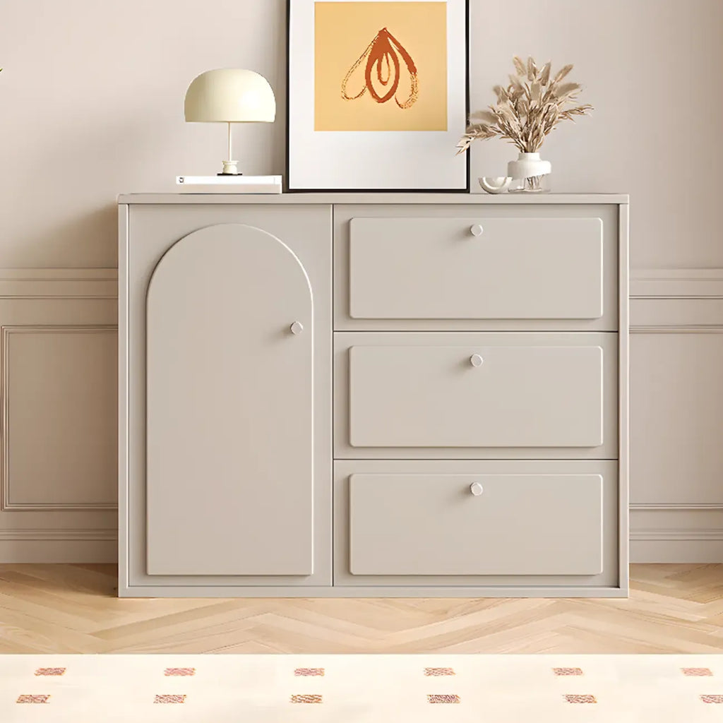 Meuble de rangement en bois gris tourterelle avec tiroirs pour le salon