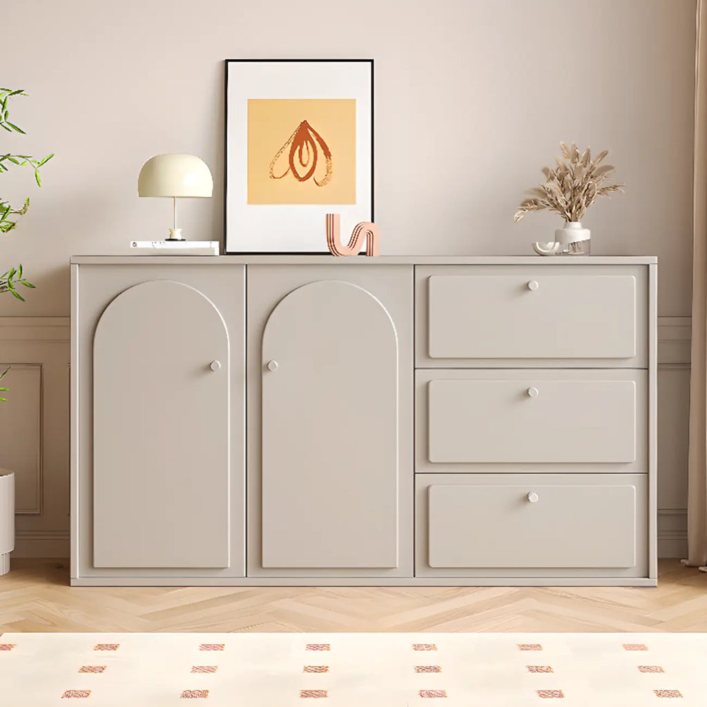 Meuble de rangement en bois gris tourterelle avec tiroirs pour le salon
