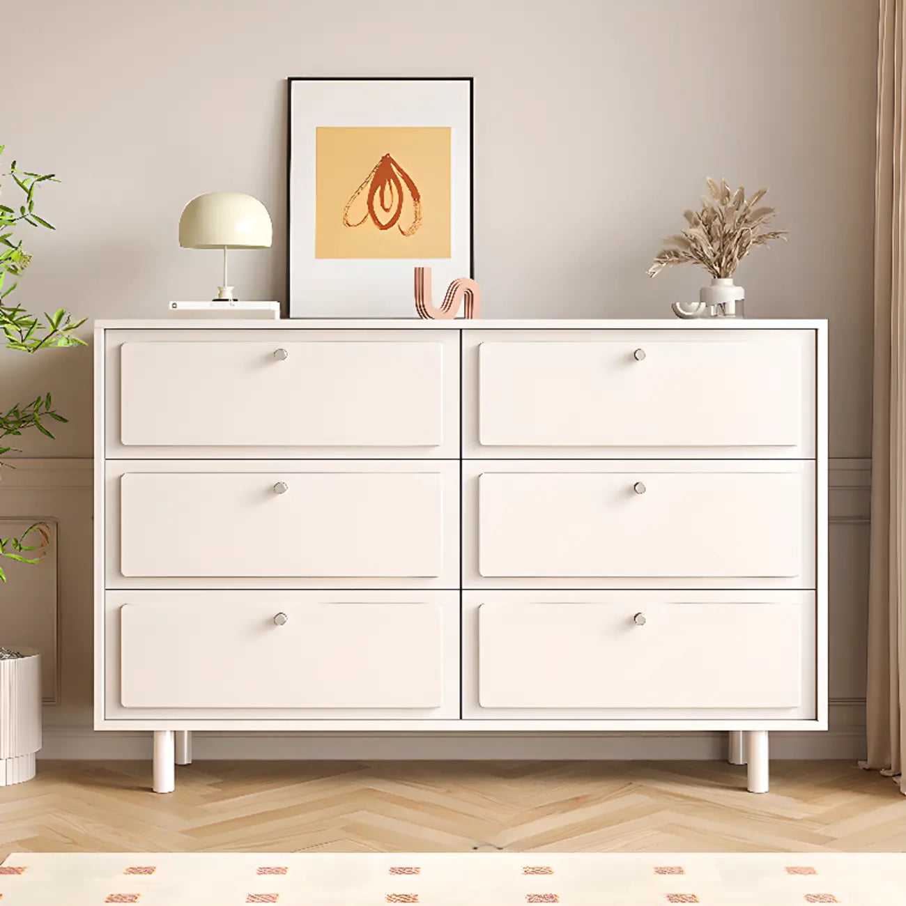 Meuble de rangement en bois gris tourterelle avec tiroirs pour le salon