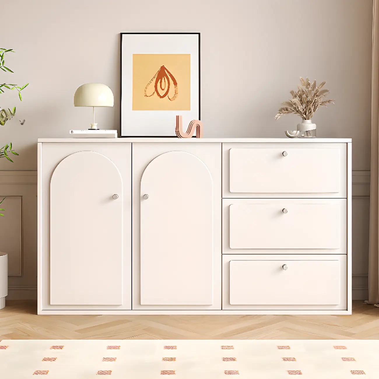 Meuble de rangement en bois gris tourterelle avec tiroirs pour le salon