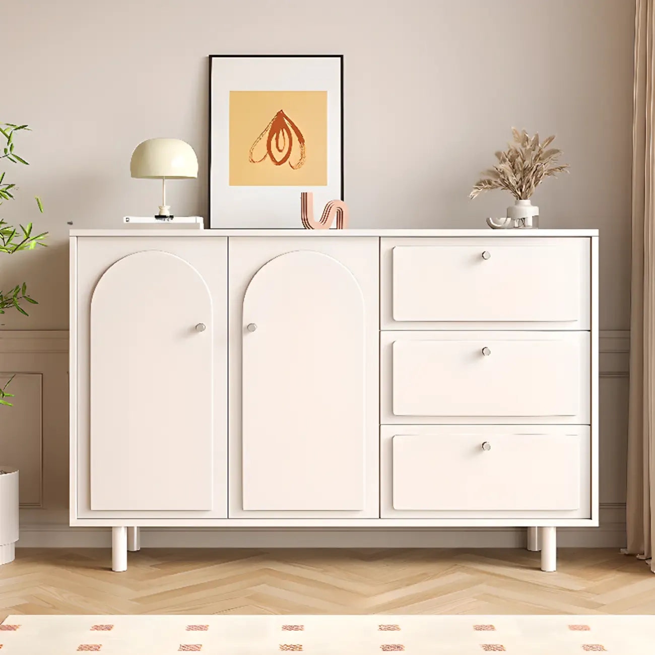 Meuble de rangement en bois gris tourterelle avec tiroirs pour le salon
