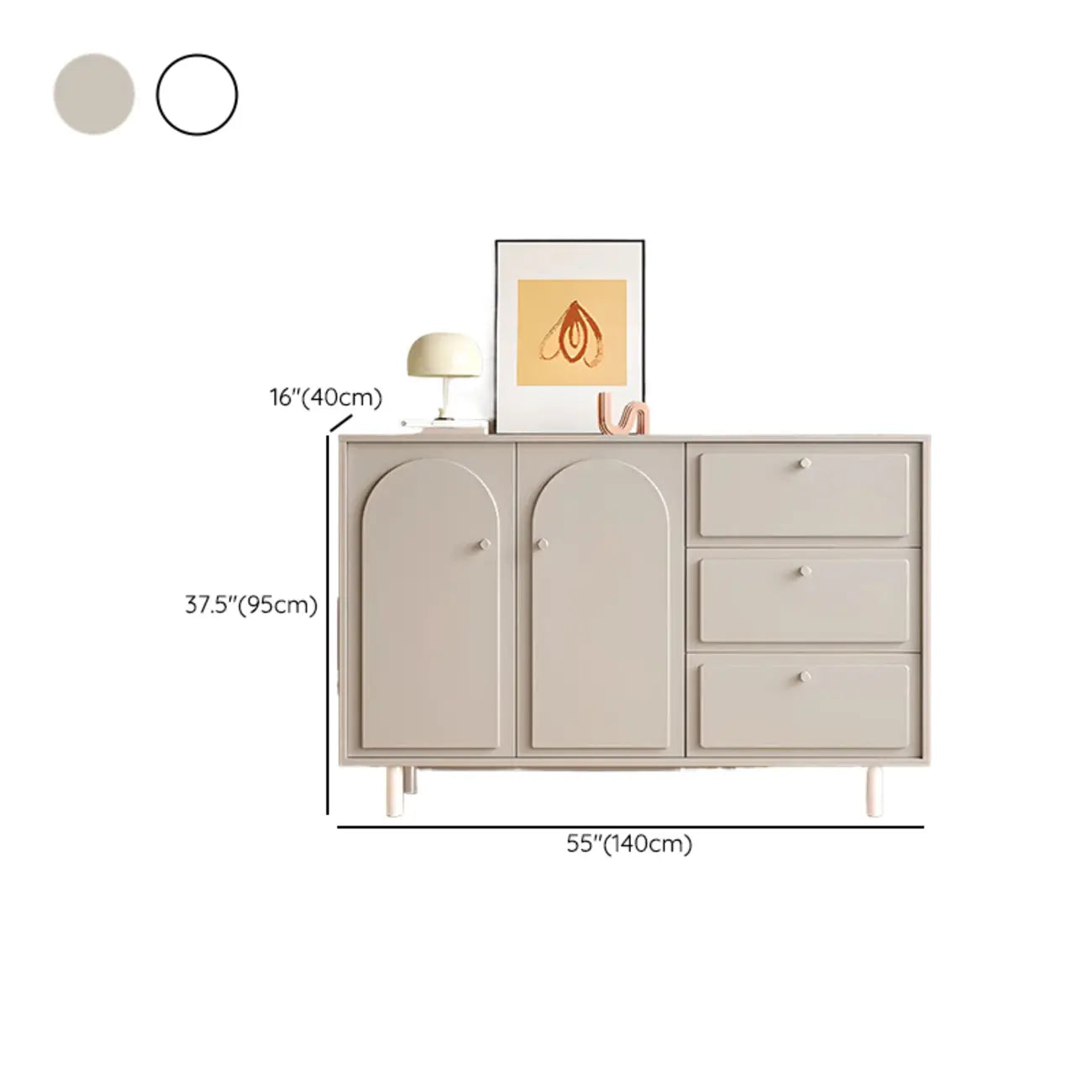 Meuble de rangement en bois gris tourterelle avec tiroirs pour le salon